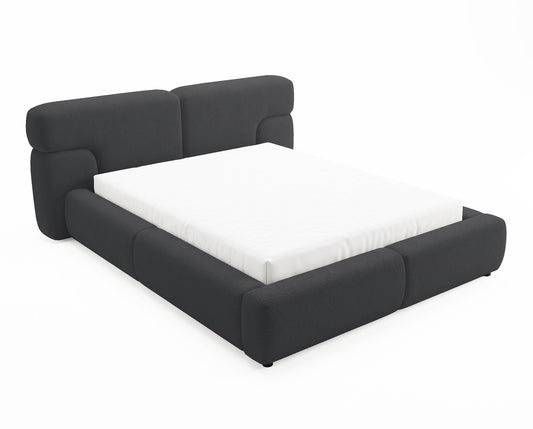 Lit coffre Luneo à tête de lit arrondie – Anthracite