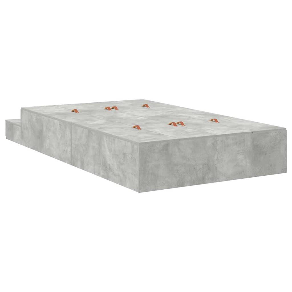 Lit coffre – Gris béton bois d'ingénierie – 120 cm