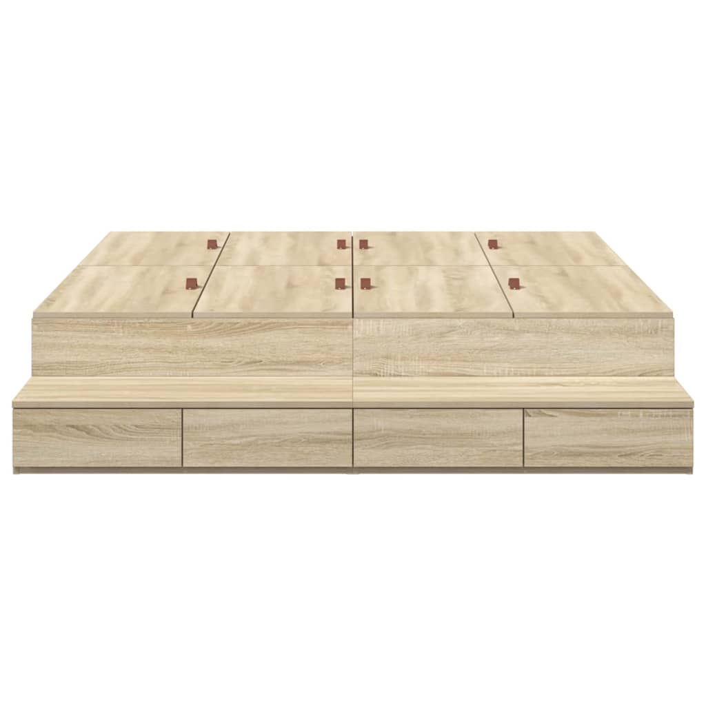 Lit coffre à tiroirs – Chêne Sonoma – 140 cm