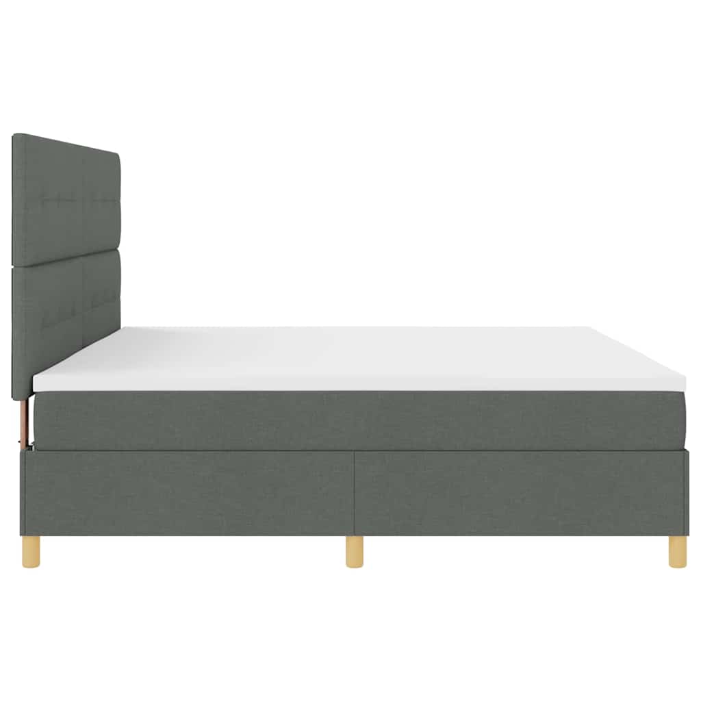 Lit à ressorts avec tête de lit – Gris foncé tissu – 200 x 200 cm