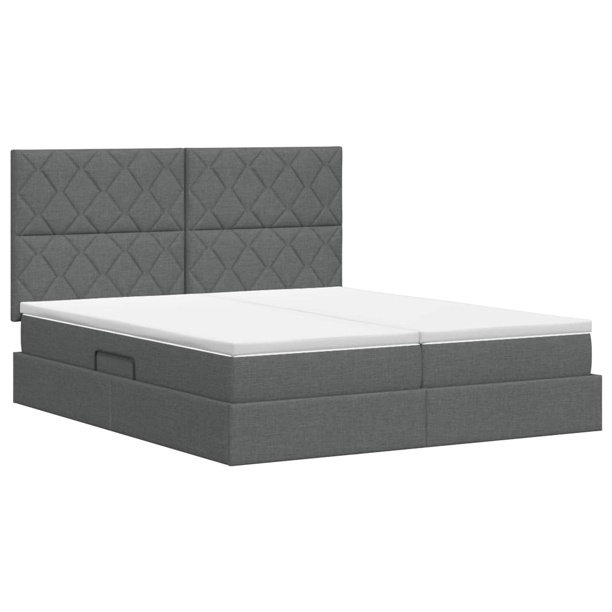 Lit coffre avec tête de lit – Gris foncé tissu – 200 x 200 cm