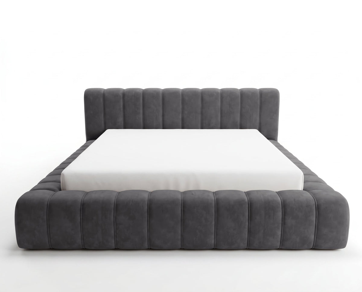 Lit coffre Inferno à tête de lit matelassée – Anthracite