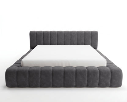 Lit coffre Inferno à tête de lit matelassée – Anthracite