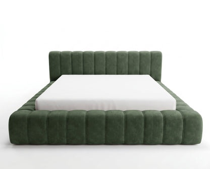 Lit coffre Inferno à tête de lit matelassée – Vert forêt