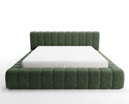 Lit coffre Inferno à tête de lit matelassée – Vert forêt