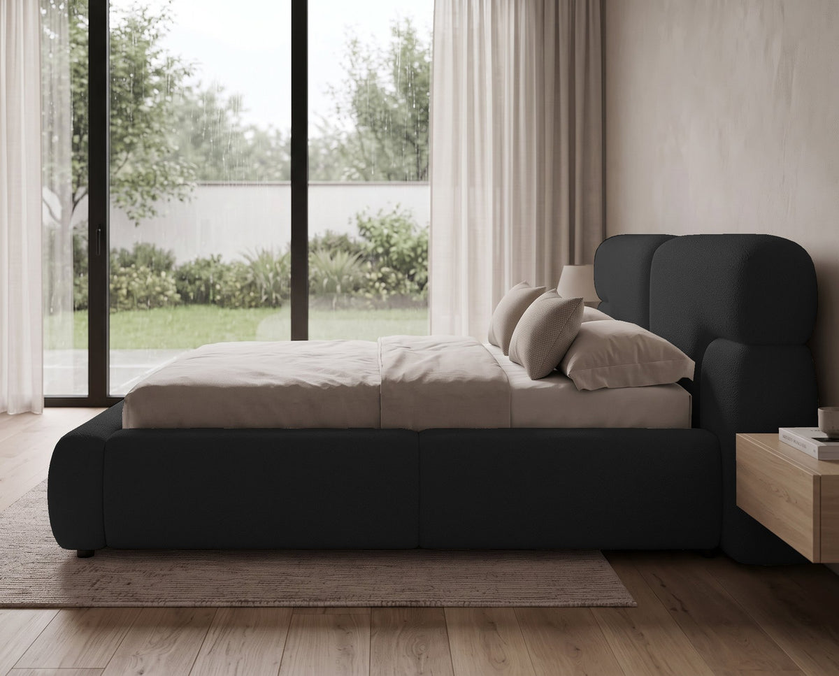 Lit coffre Luneo à tête de lit arrondie – Anthracite