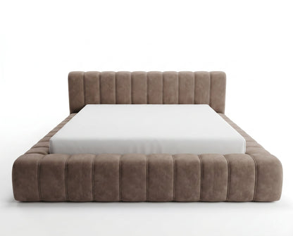 Lit coffre Inferno à tête de lit matelassée – Taupe