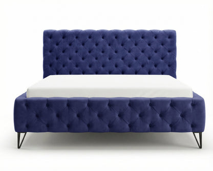 Lit capitonné Desire sur pieds en métal – Bleu nuit