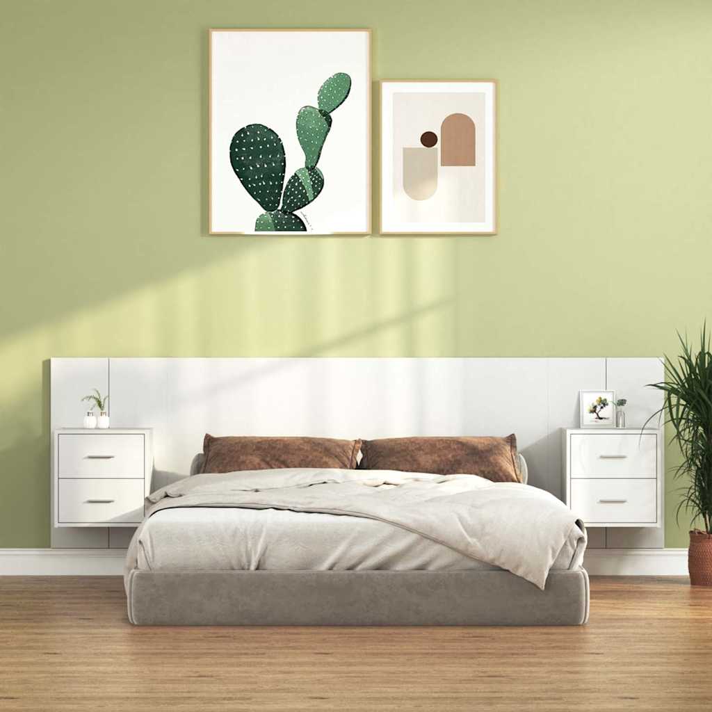 Tête de lit avec rangement – Blanc bois d'ingénierie