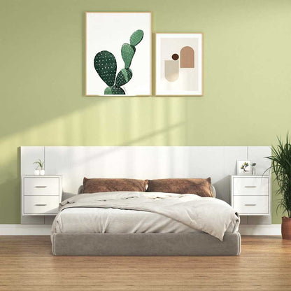 Tête de lit avec rangement – Blanc bois d'ingénierie