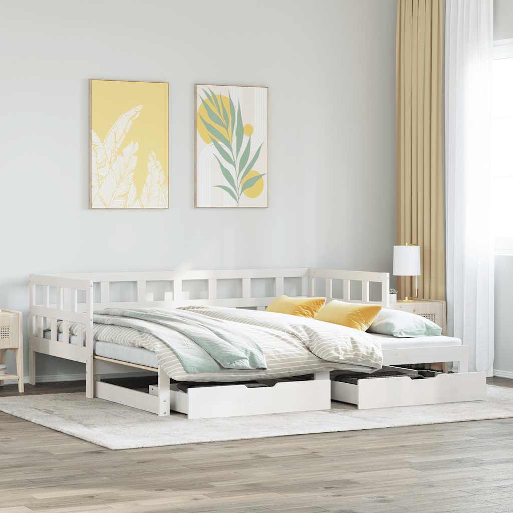Lit coffre à tiroirs – Blanc – 90 x 190 cm