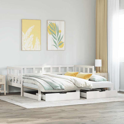 Lit coffre à tiroirs – Blanc – 90 x 190 cm