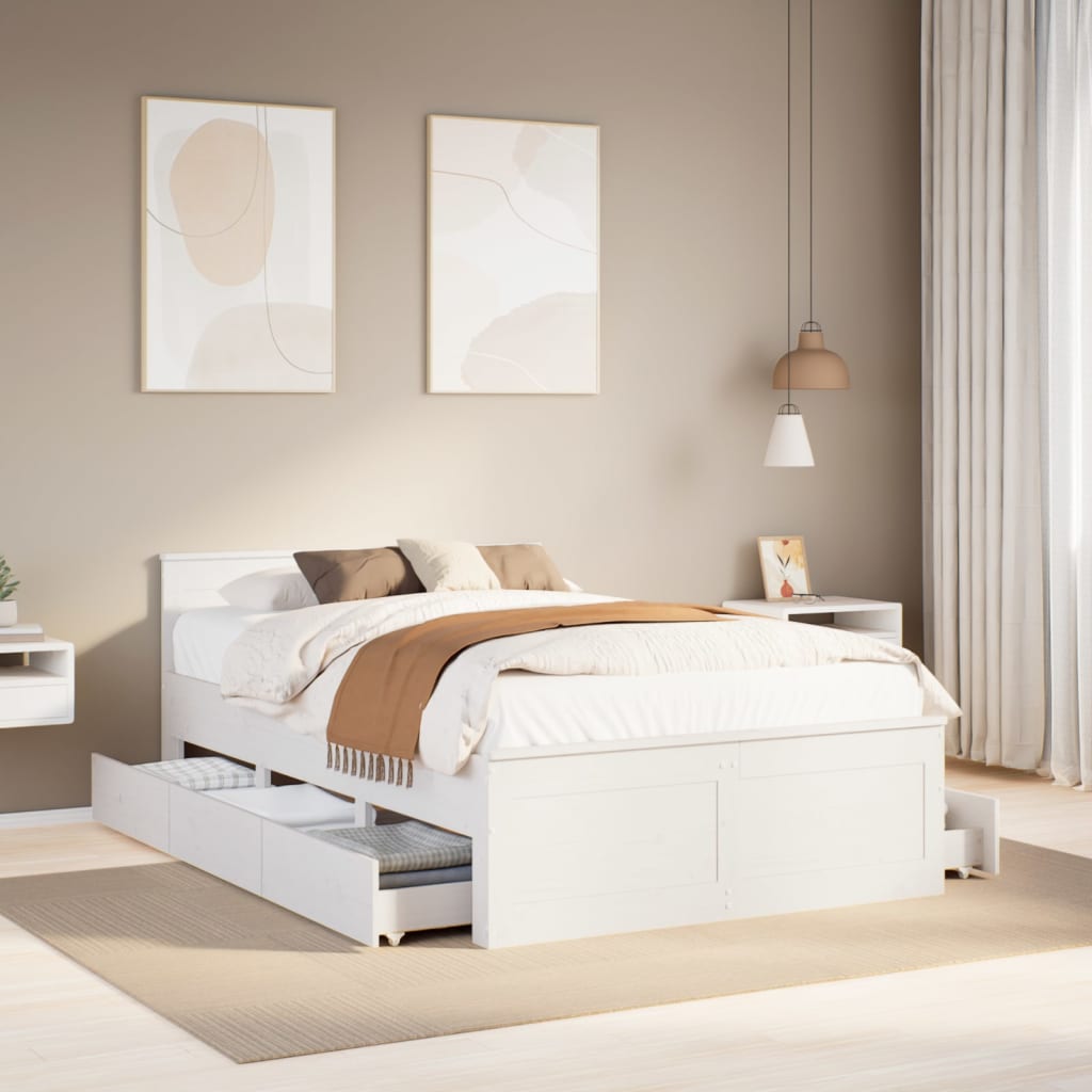Cadre de lit avec tête de lit – Blanc – 120 x 200 cm