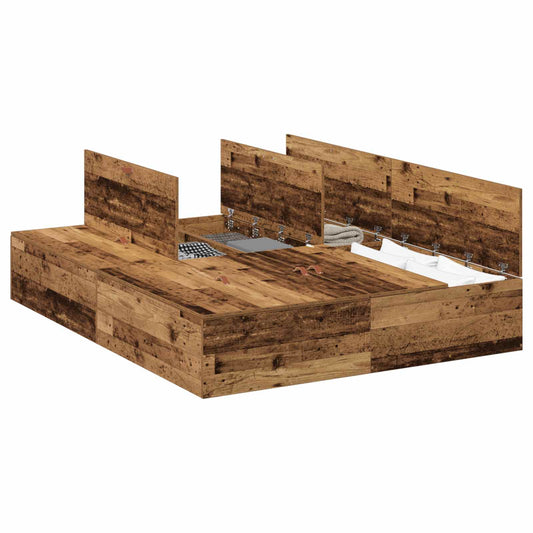 Lit coffre à portes – Bois ancien – 135 x 190 cm