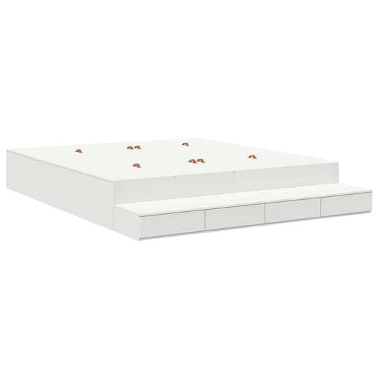 Lit coffre – Blanc bois d'ingénierie – 200 cm