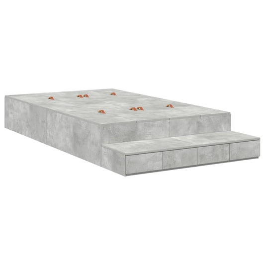 Lit coffre – Gris béton bois d'ingénierie – 120 cm