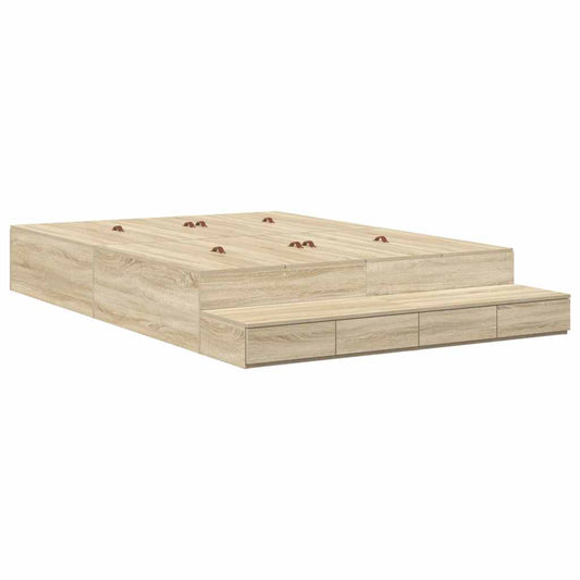 Lit coffre à tiroirs – Chêne Sonoma – 140 cm