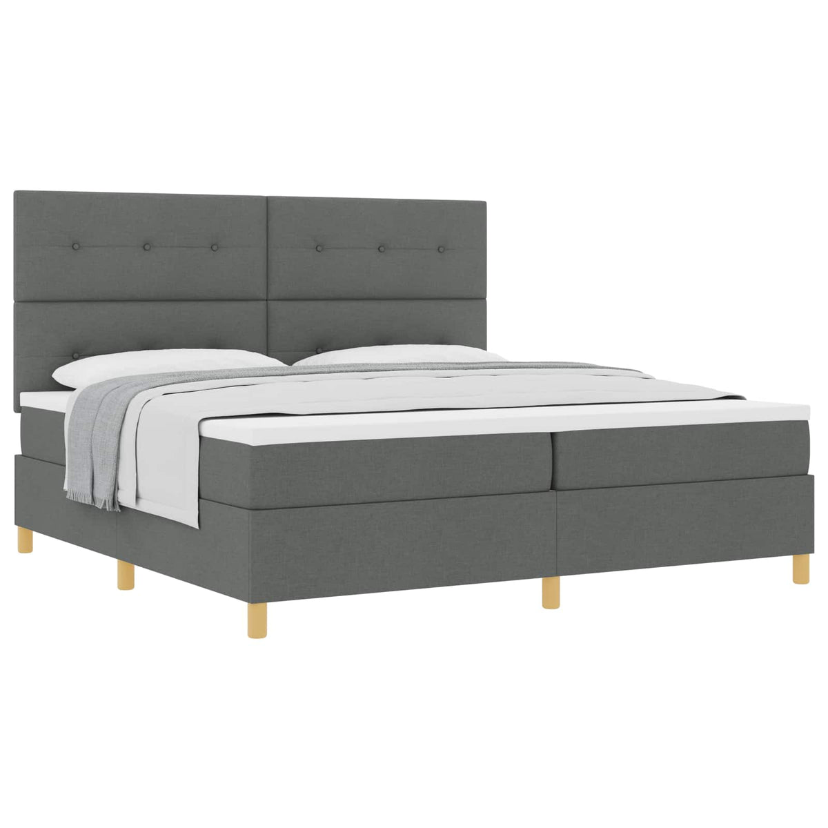 Lit à ressorts avec tête de lit – Gris foncé tissu – 200 x 200 cm