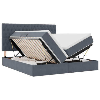 Lit coffre – Gris foncé velours – 200 x 200 cm