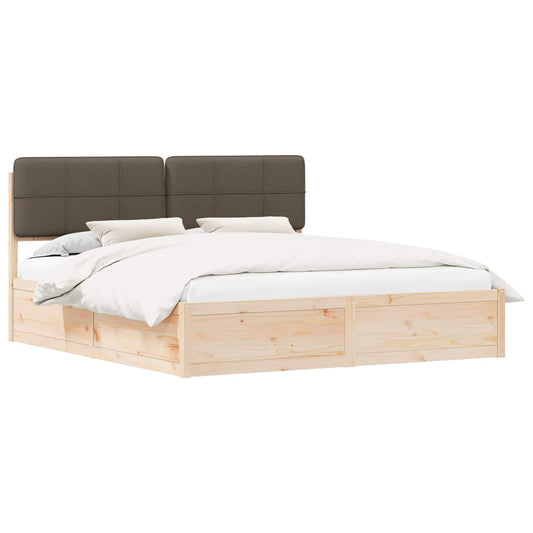 Lit avec tête de lit capitonnée – Taupe – 200 x 200 cm