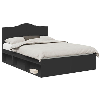 Cadre de lit avec tête de lit – Noir pin massif – 160 x 200 cm