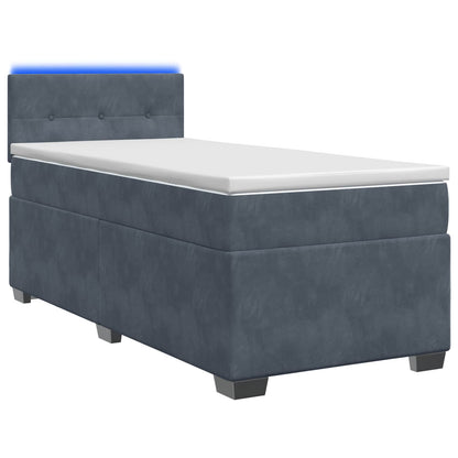 Lit boxspring LED avec matelas – Gris foncé velours