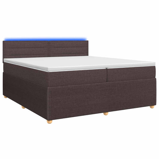 Lit boxspring avec matelas – Marron foncé tissu – 200 x 200 cm