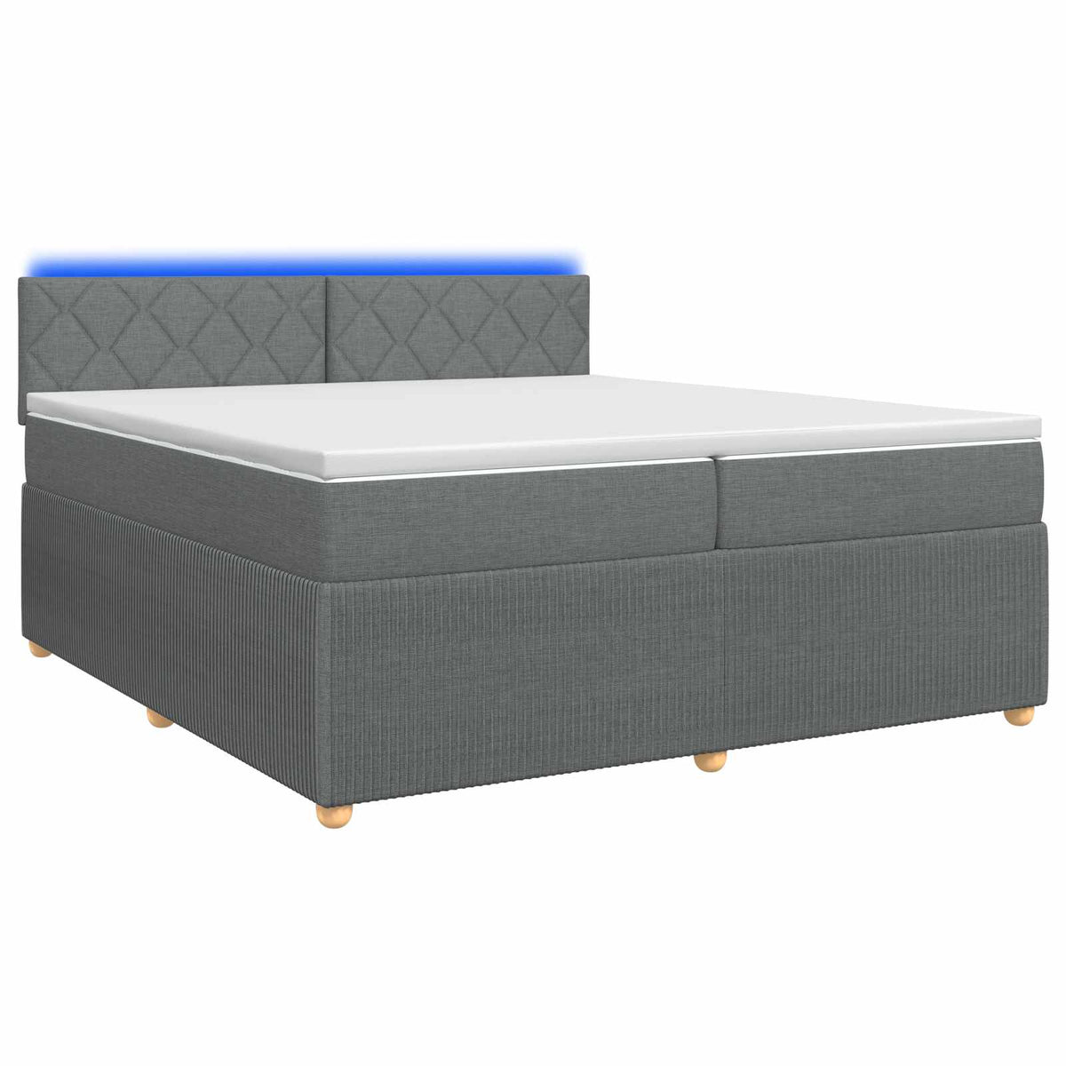 Lit boxspring avec matelas – Gris foncé tissu – 200 x 200 cm