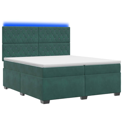 Lit boxspring avec matelas – Vert foncé velours – 200 x 200 cm