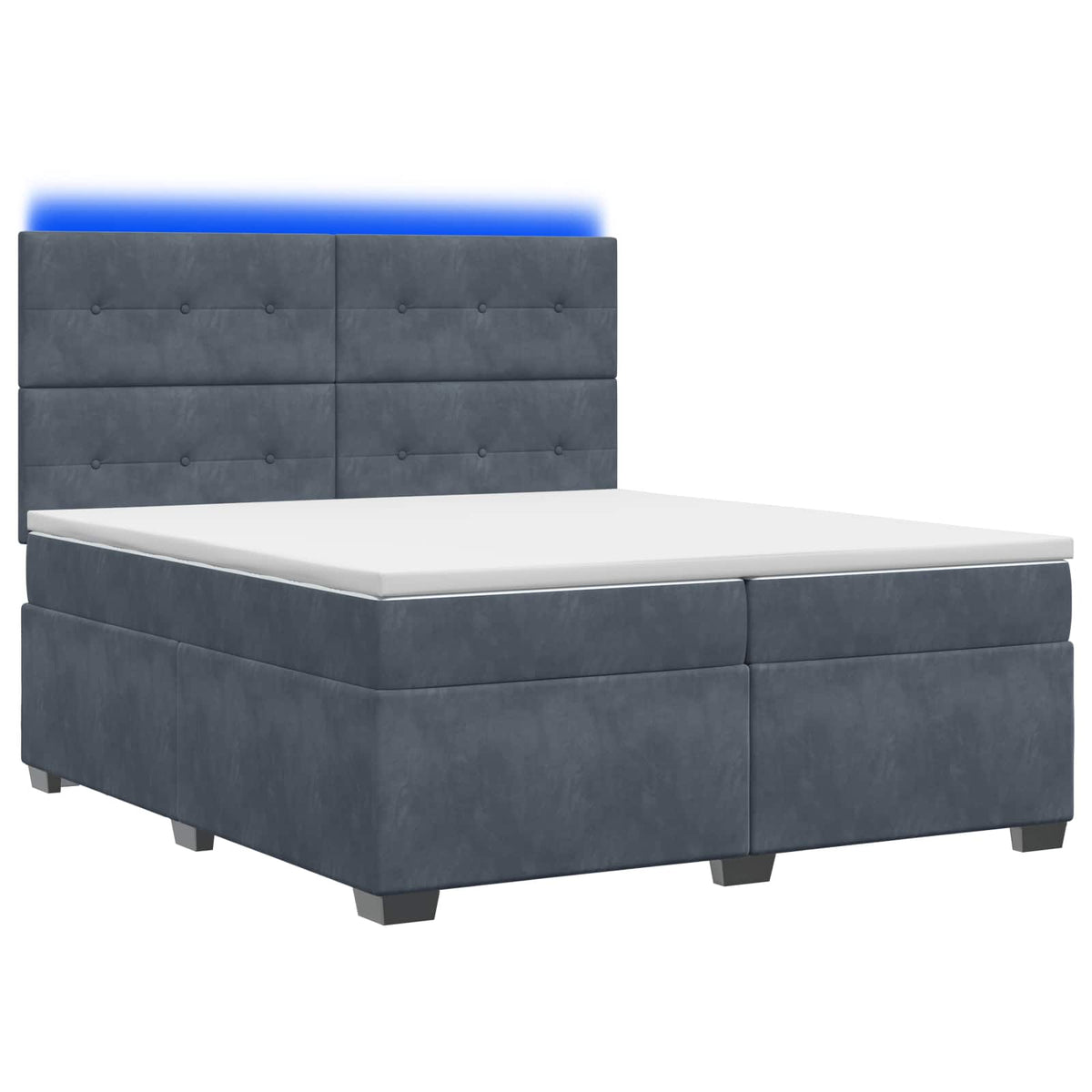 Lit boxspring avec matelas – Gris foncé velours – 200 x 200 cm