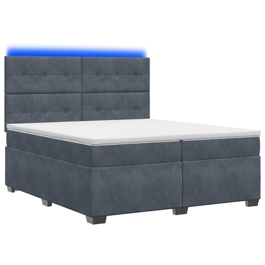 Lit boxspring avec matelas – Gris foncé velours – 200 x 200 cm