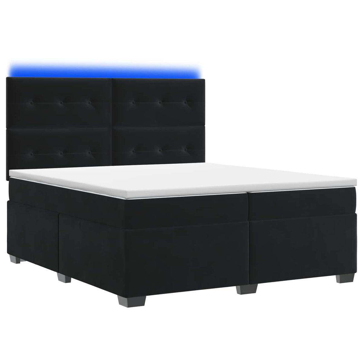 Lit boxspring avec matelas – Noir velours – 200 x 200 cm