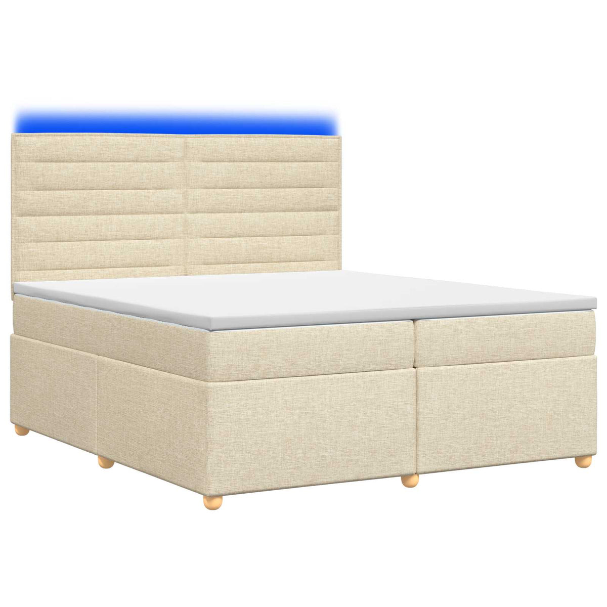 Lit boxspring avec matelas – Crème tissu – 200 x 200 cm