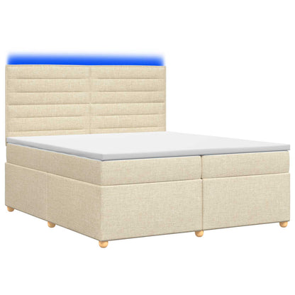 Lit boxspring avec matelas – Crème tissu – 200 x 200 cm