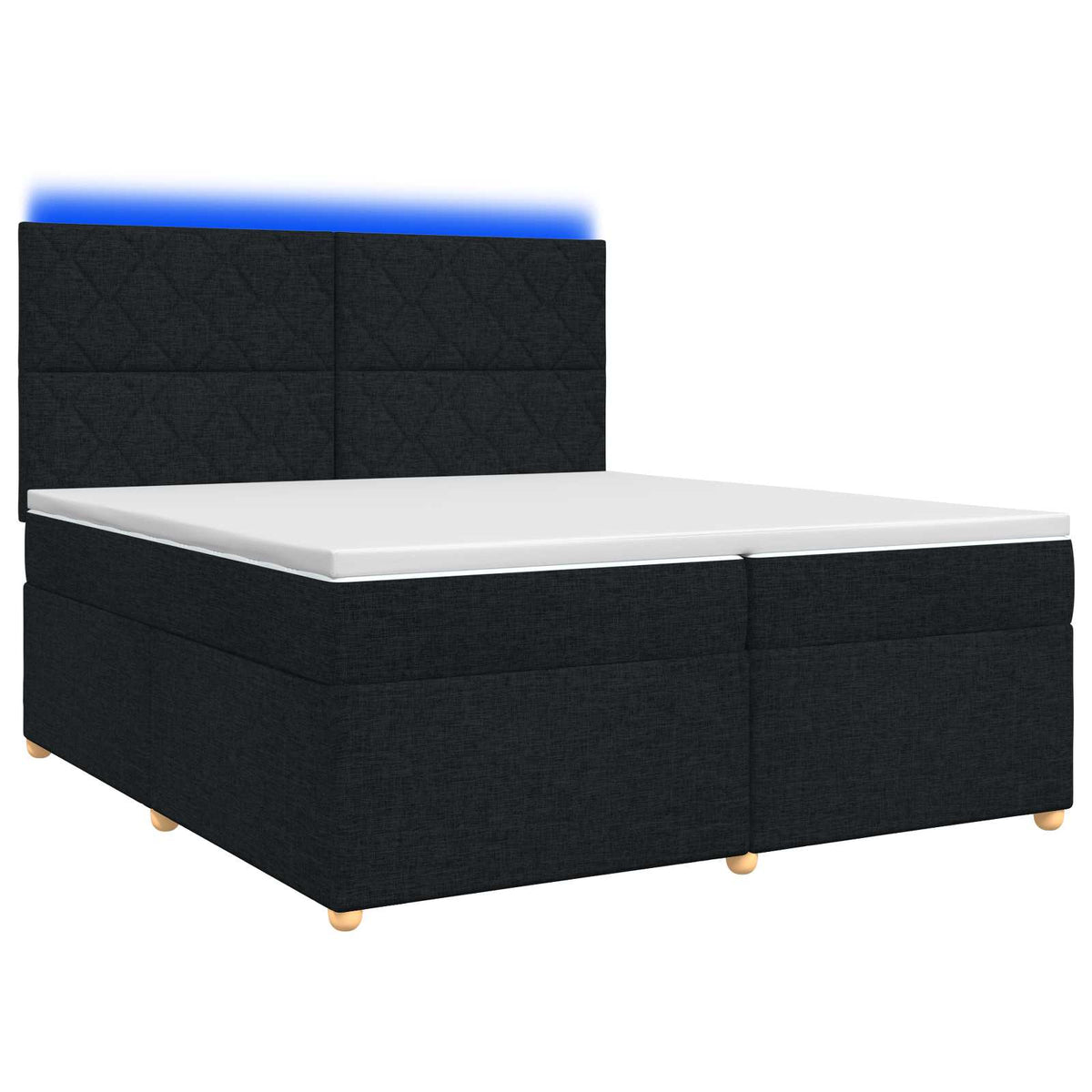 Lit boxspring avec matelas – Noir tissu – 200 x 200 cm