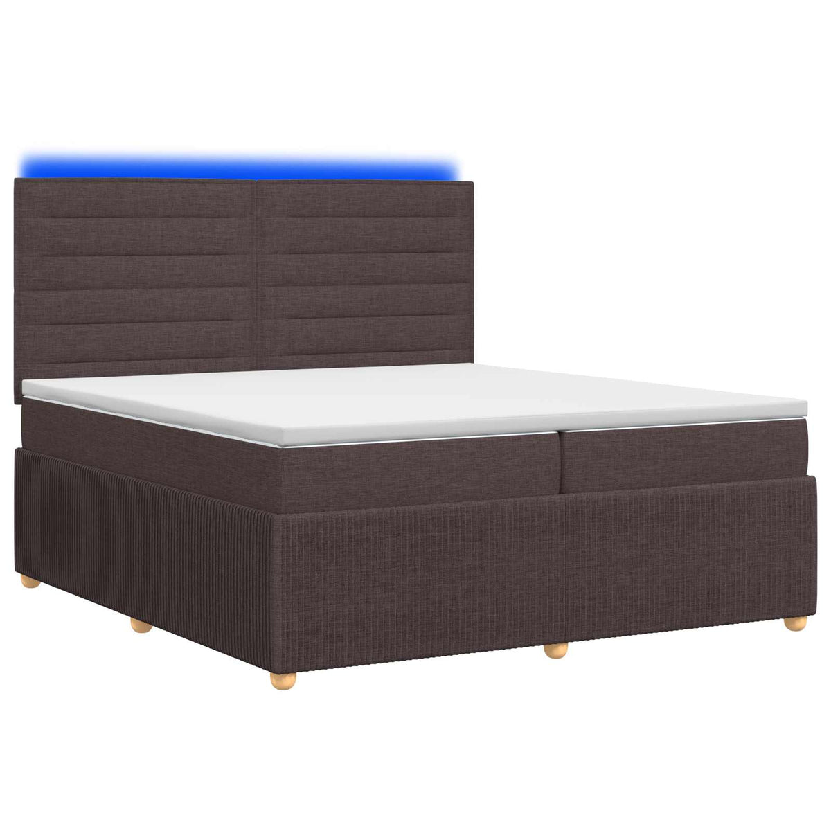 Lit boxspring LED avec matelas – Marron foncé tissu – 200 x 200 cm