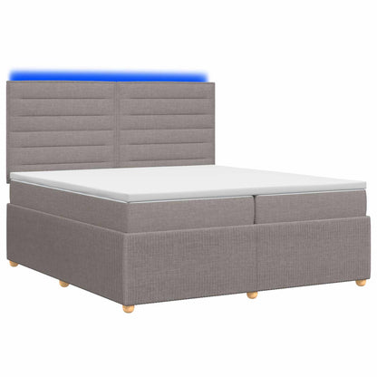Lit boxspring LED avec matelas – Taupe tissu – 200 x 200 cm