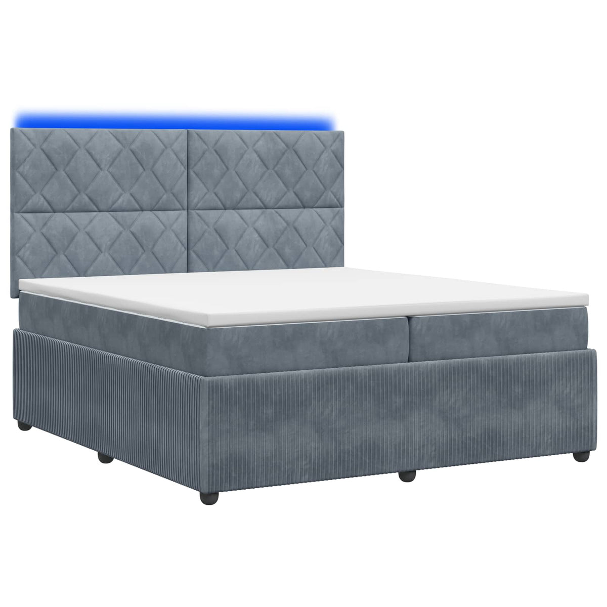 Lit boxspring LED avec matelas – Gris foncé velours – 200 x 200 cm