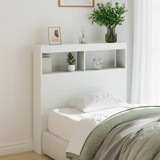 Tête de lit avec rangement – Blanc – 100 x 17 x 102 cm