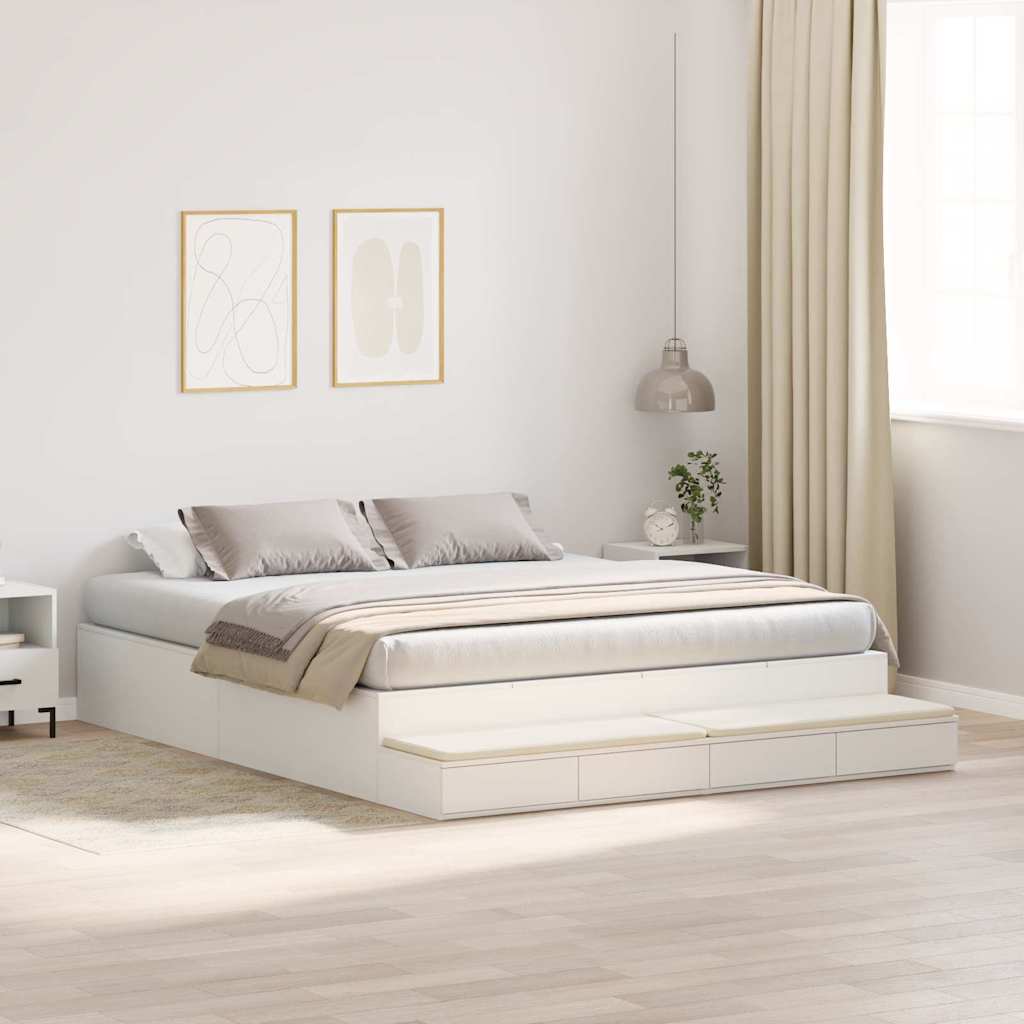 Lit coffre – Blanc bois d'ingénierie – 200 cm