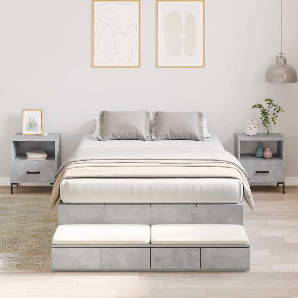 Lit coffre – Gris béton bois d'ingénierie – 120 cm