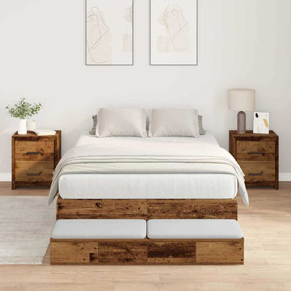 Lit coffre à tiroirs – Bois ancien – 120 cm