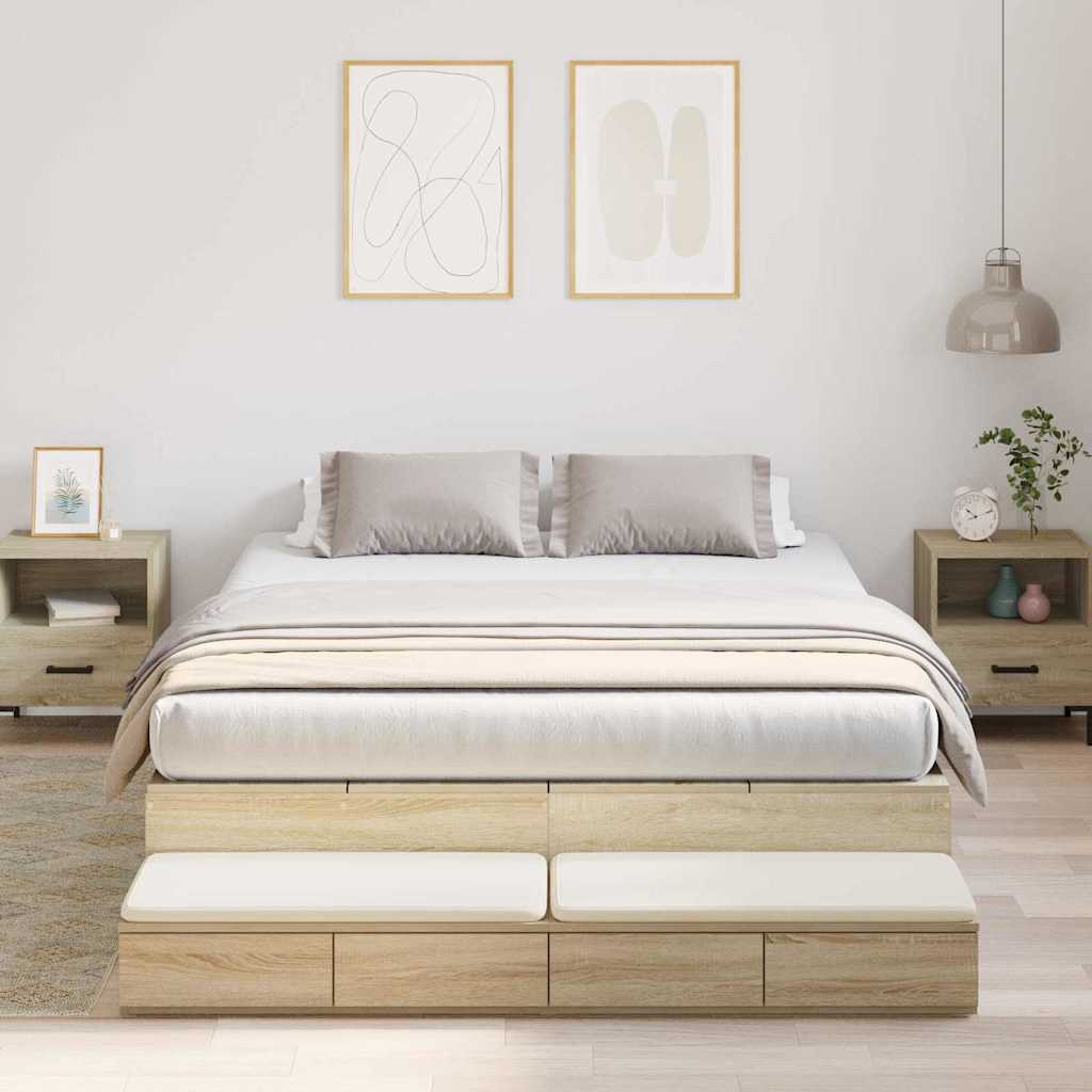 Lit coffre à tiroirs – Chêne Sonoma – 140 cm