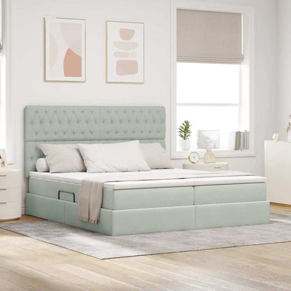Lit coffre – Gris clair velours – 200 x 200 cm