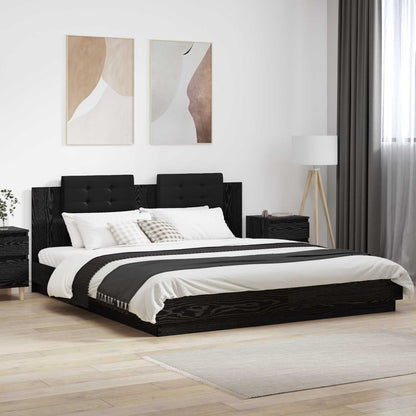 Cadre de lit avec tête de lit – Chêne noir – 200 x 200 cm