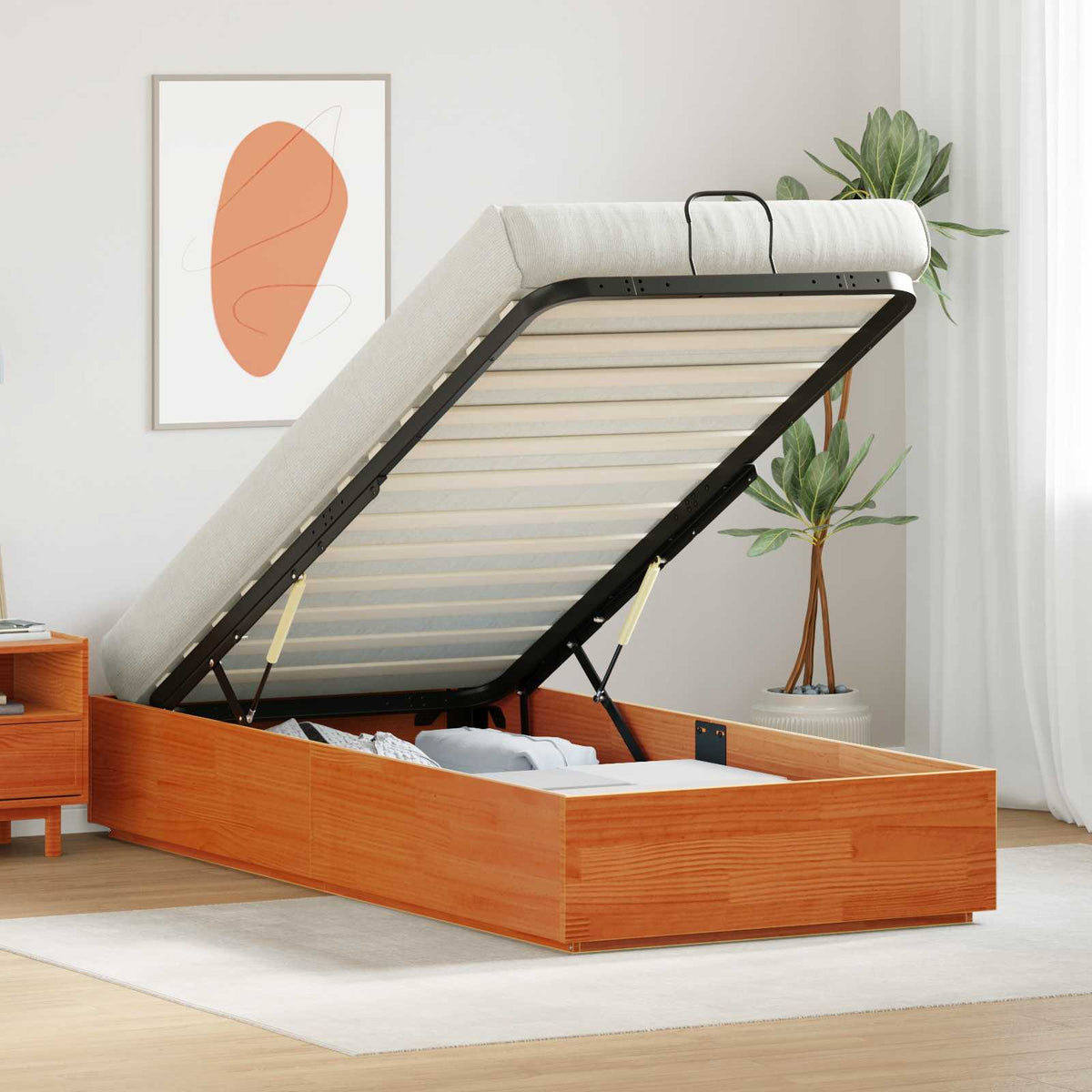 Lit coffre – Brun cire – 100 x 200 cm