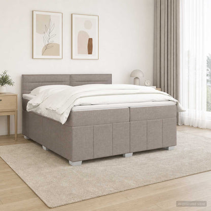 Lit boxspring avec matelas – Taupe tissu – 200 x 200 cm