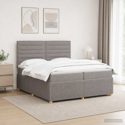 Lit boxspring LED avec matelas – Taupe tissu – 200 x 200 cm