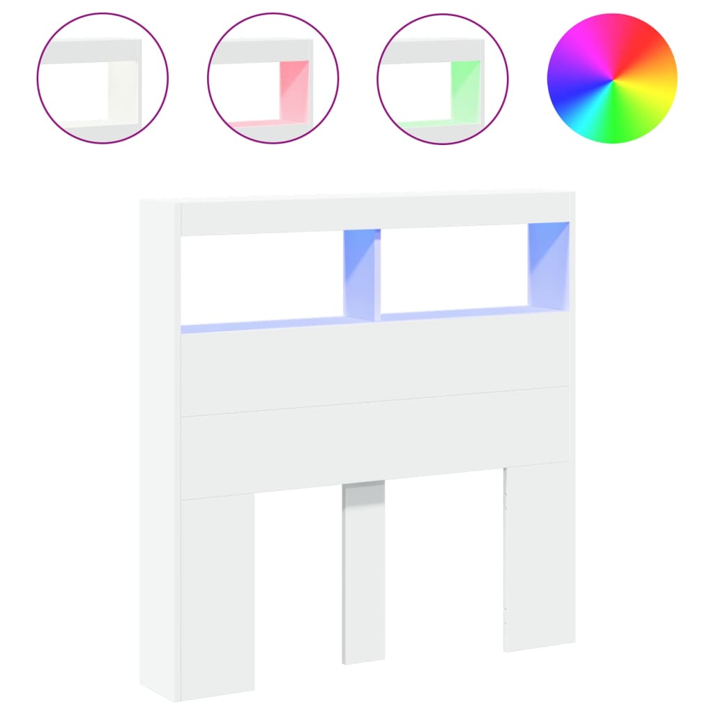 Tête de lit avec rangement – Blanc – 100 x 17 x 102 cm