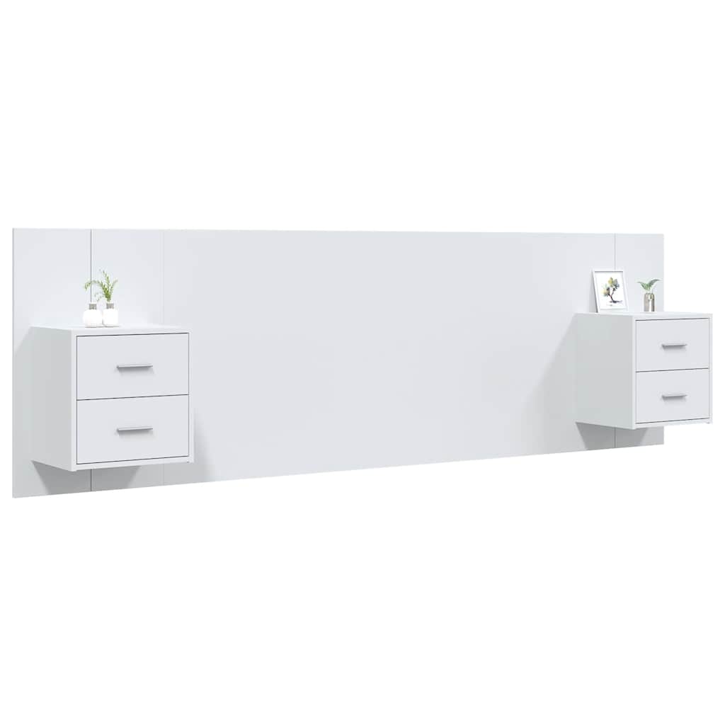 Tête de lit avec rangement – Blanc bois d'ingénierie